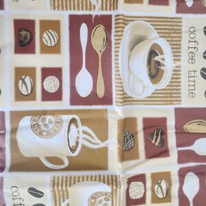 Mainstays Coffee Theme Vinyl Tablecloth. 60" x 102". Rectangle.